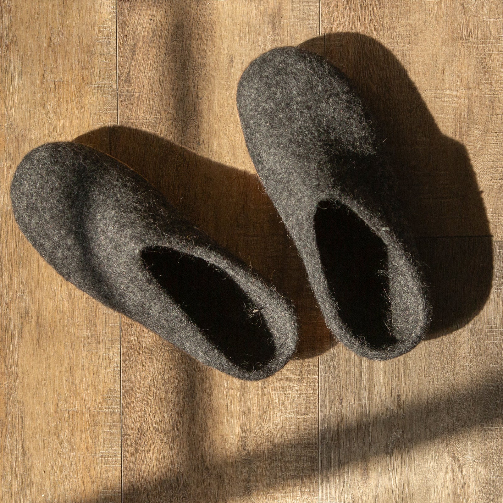 Stone Gray | Mens Organic Merino Wool Slippers Fuzzy Cove | Heirloom Boulevard