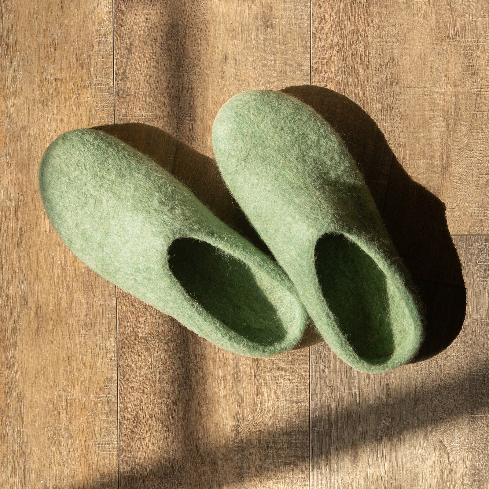 Eucalyptus Green | Luxury Organic Merino Wool Slippers Fuzzy Cove | Heirloom Boulevard