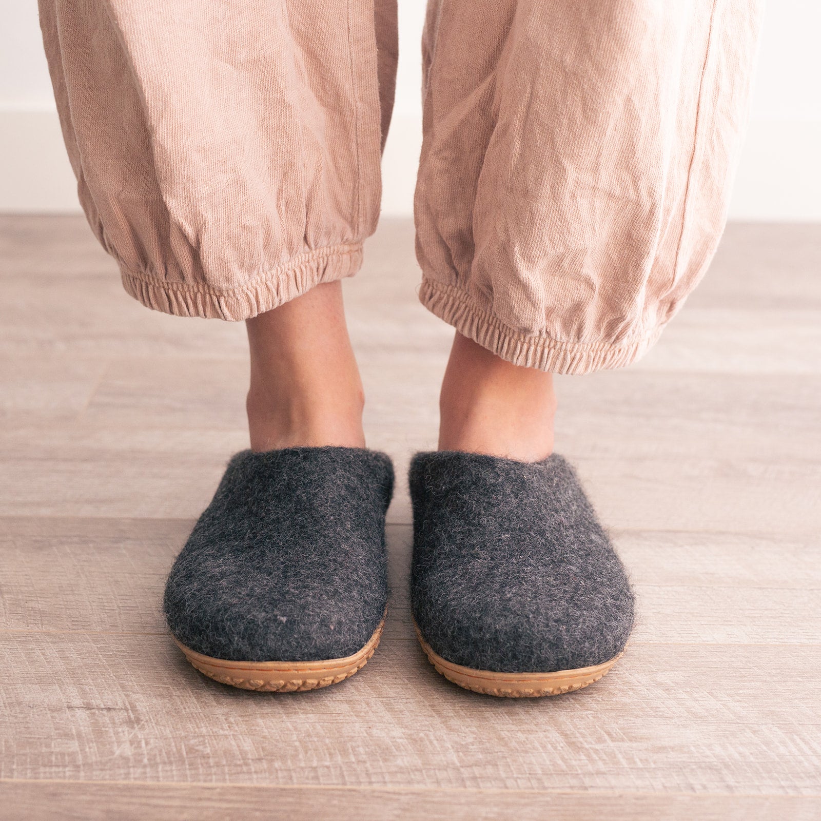Stone Gray | Luxury Organic Merino Wool Slippers Fuzzy Cove | Heirloom Boulevard