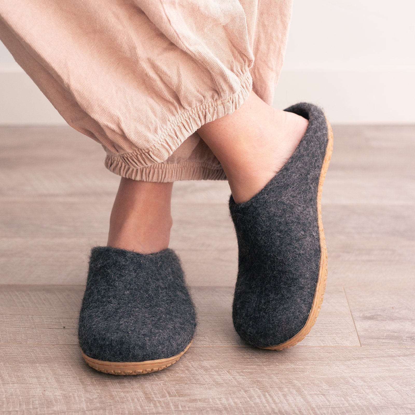 Stone Gray | Luxury Organic Merino Wool Slippers Fuzzy Cove | Heirloom Boulevard