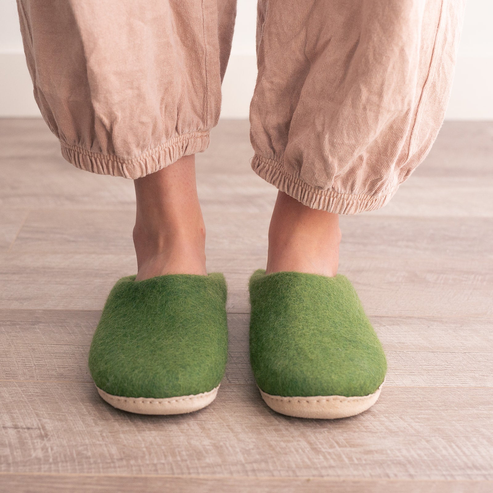Forest Green | Luxury Organic Merino Wool Slippers Fuzzy Cove | Heirloom Boulevard