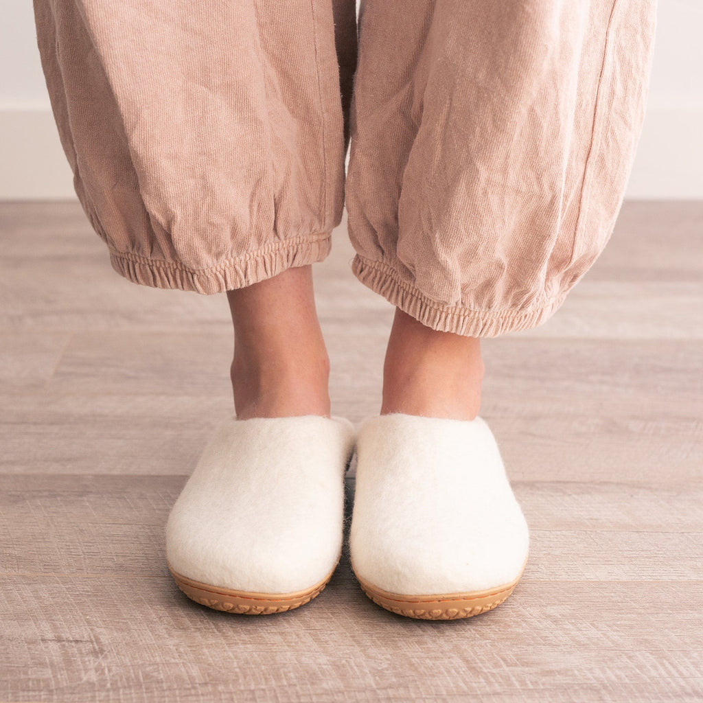 Snow White | Luxury Organic Merino Wool Slippers Fuzzy Cove | Heirloom Boulevard