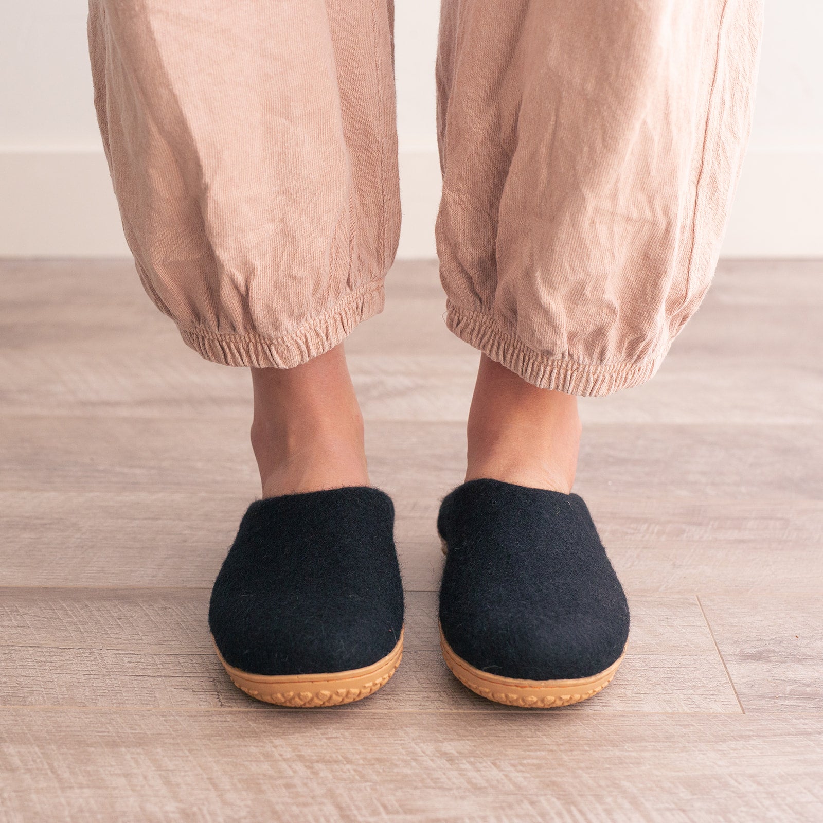 Night Black | Luxury Organic Merino Wool Slippers Fuzzy Cove | Heirloom Boulevard