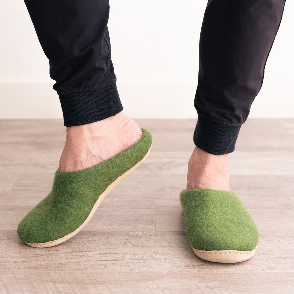 Mens Organic Merino Wool Slippers Fuzzy Cove | Heirloom Boulevard