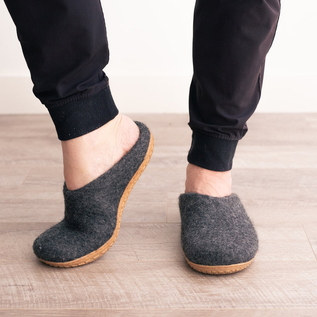 Stone Gray | Mens Organic Merino Wool Slippers Fuzzy Cove | Heirloom Boulevard