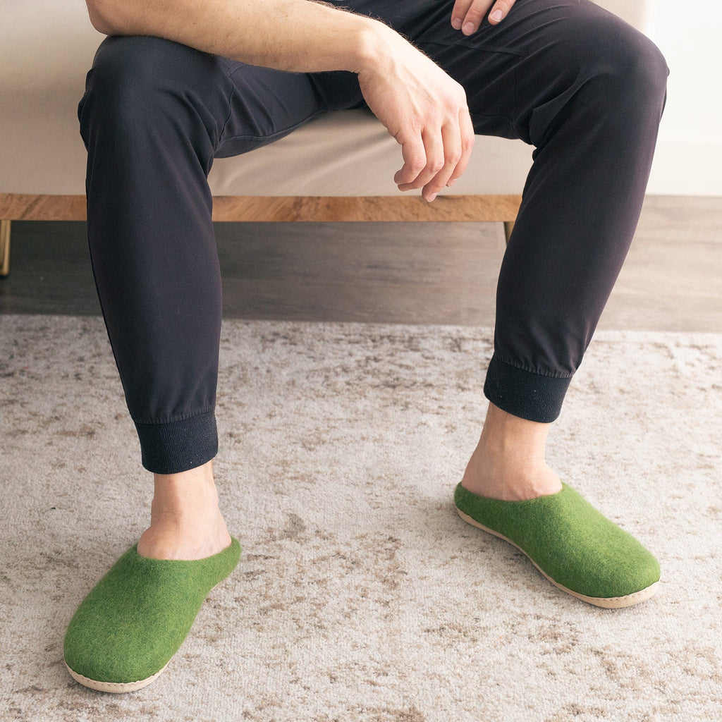 Mens Organic Merino Wool Slippers Fuzzy Cove | Heirloom Boulevard