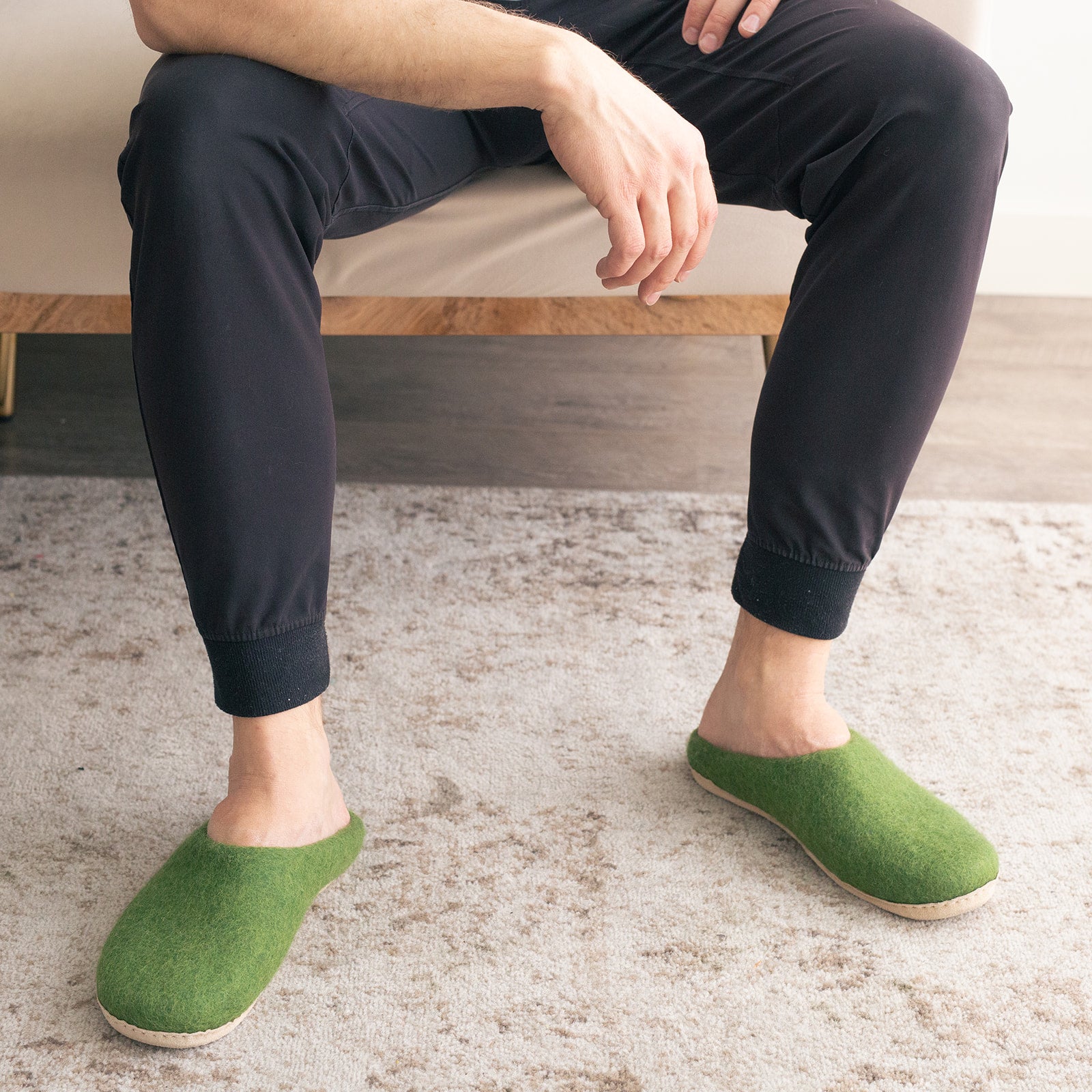 Mens Organic Merino Wool Slippers Fuzzy Cove | Heirloom Boulevard