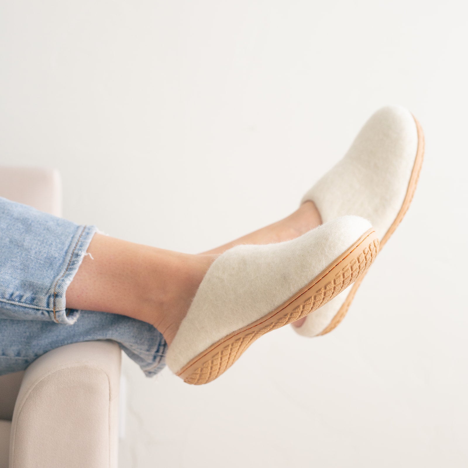 Snow White | Luxury Organic Merino Wool Slippers Fuzzy Cove | Heirloom Boulevard