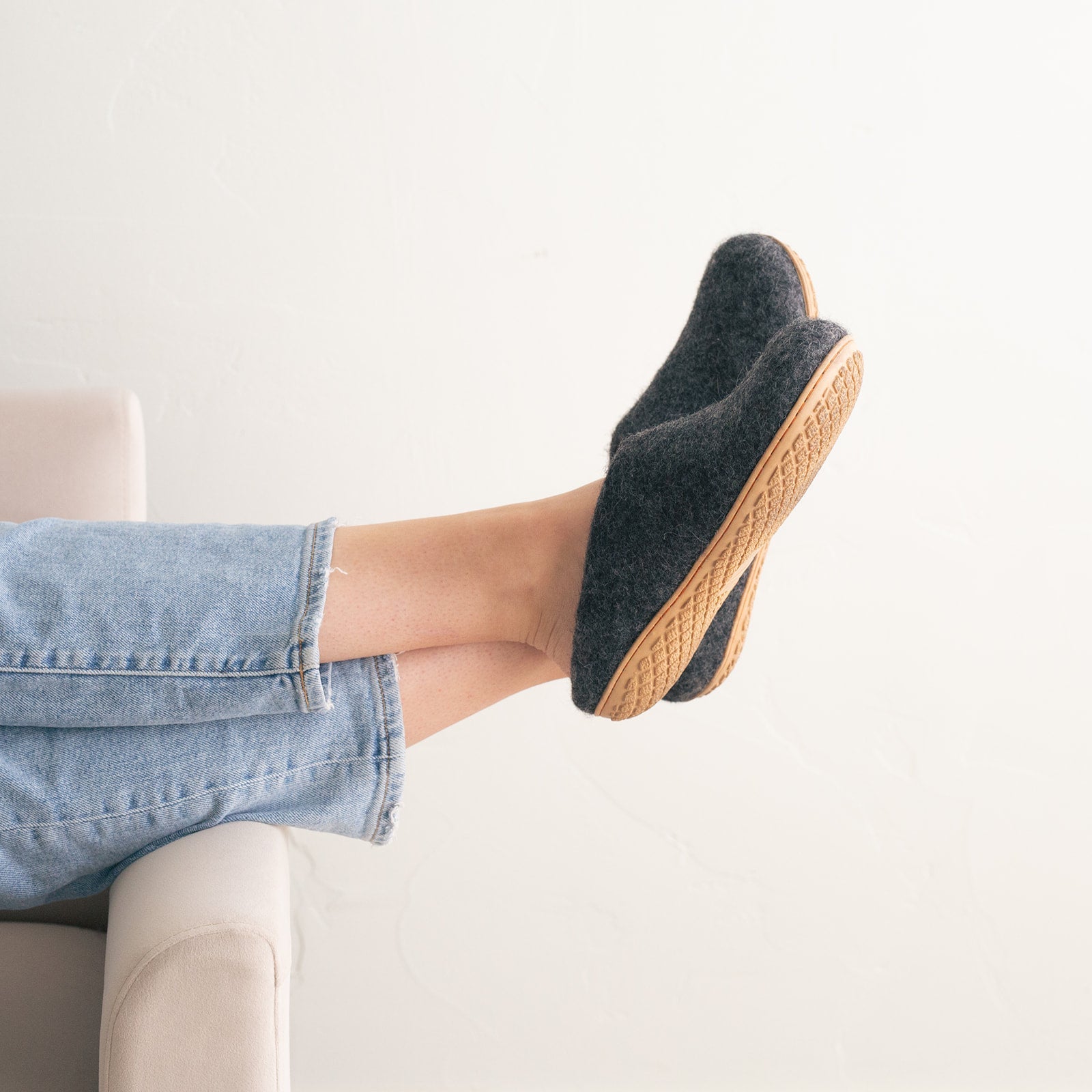 Stone Gray | Luxury Organic Merino Wool Slippers Fuzzy Cove | Heirloom Boulevard