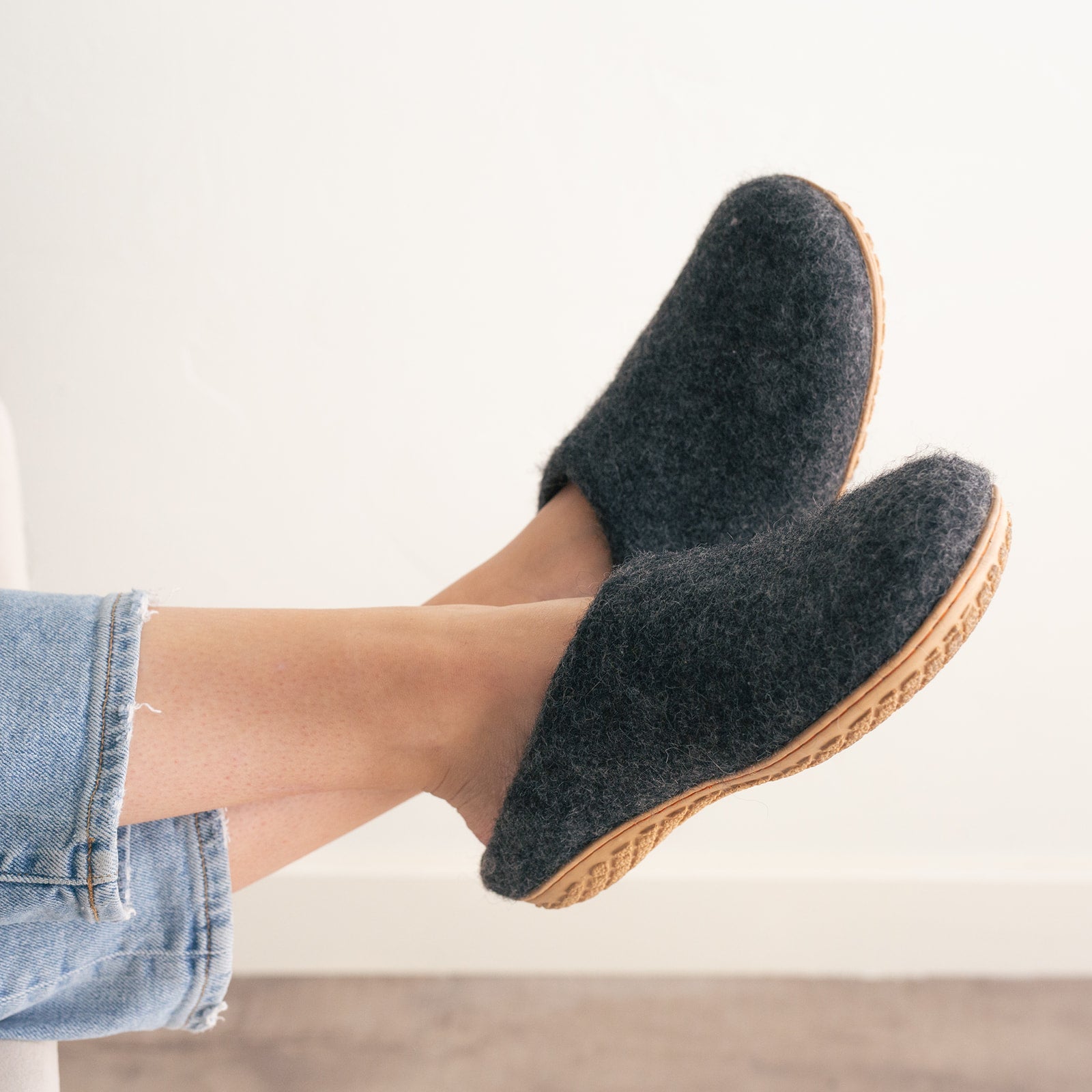 Stone Gray | Luxury Organic Merino Wool Slippers Fuzzy Cove | Heirloom Boulevard