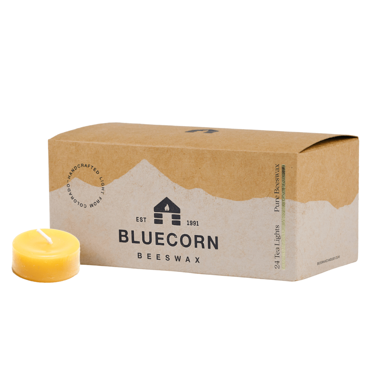 Bluecorn Candles Pure Beeswax Tea Light Candles 24-Pack Raw Clear Refill (No Cup) | Heirloom Boulevard