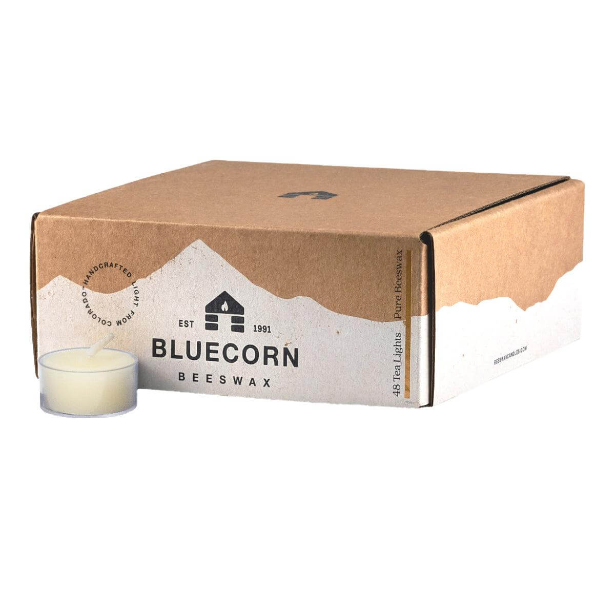 Bluecorn Candles Pure Beeswax Tea Light Candles 48-Pack Ivory Clear | Heirloom Boulevard