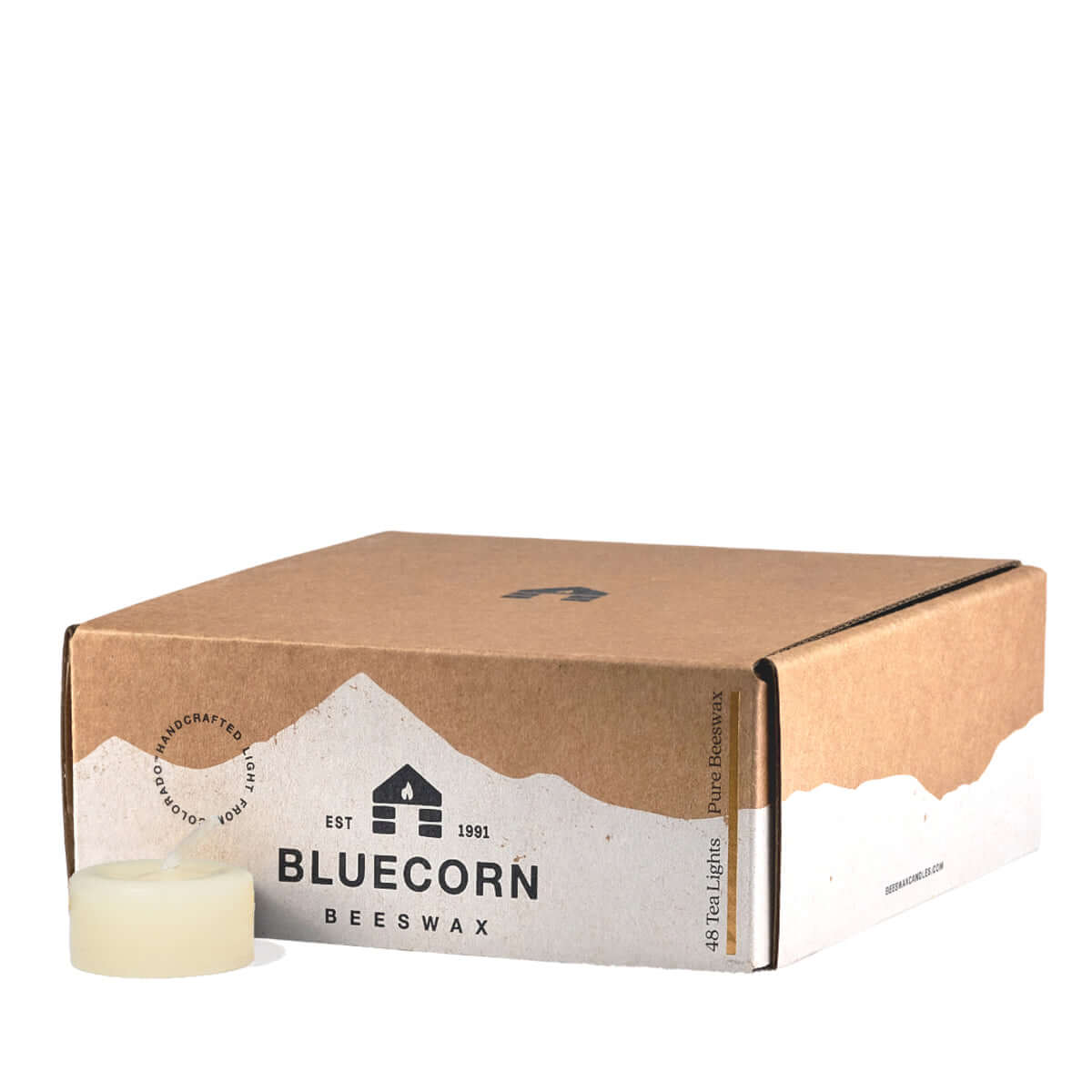 Bluecorn Candles Pure Beeswax Tea Light Candles 48-Pack Ivory Clear Refill (No Cup) | Heirloom Boulevard
