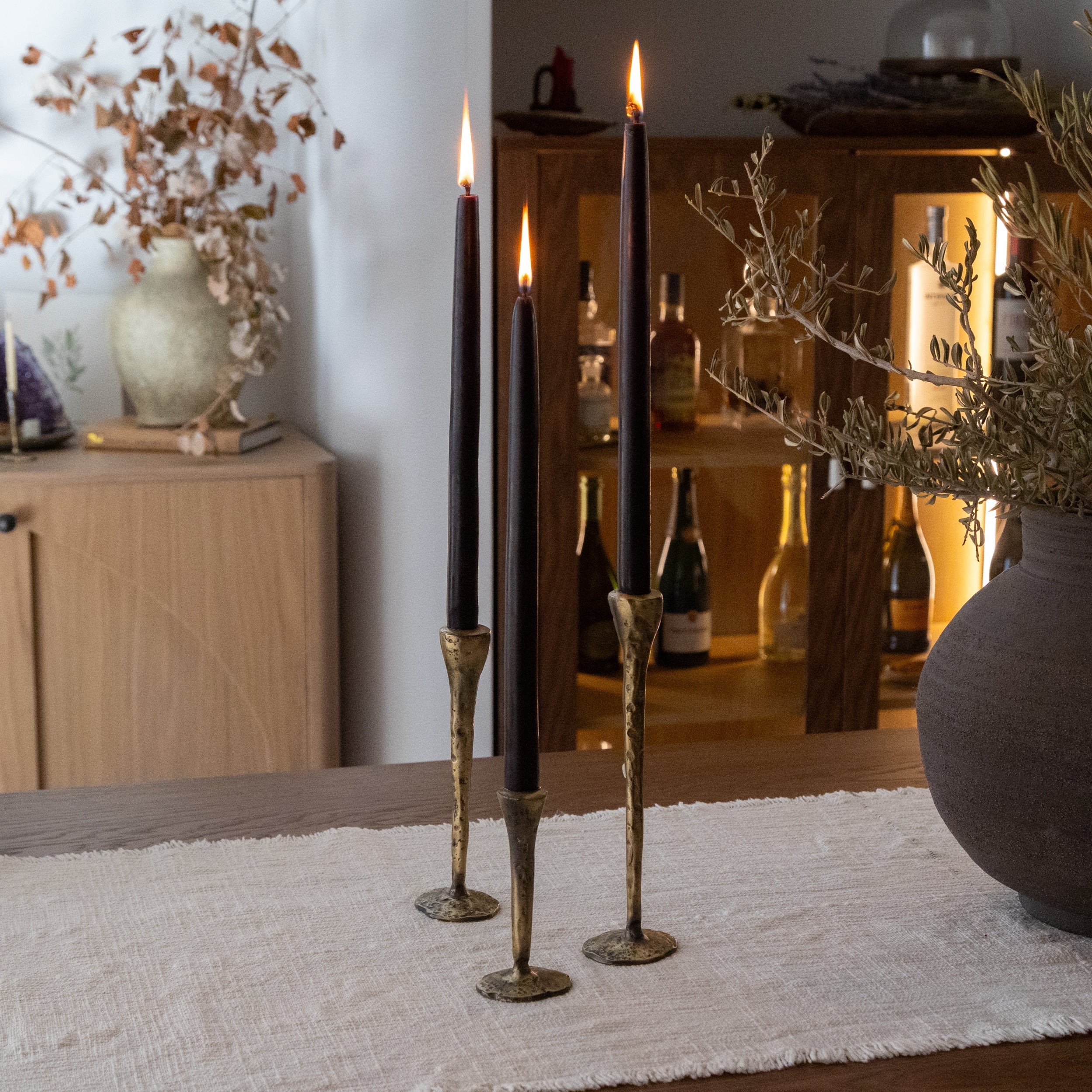 Out of the Blue Antique Brass Large Candlesticks - Set of 3 | Heirloom Boulevard