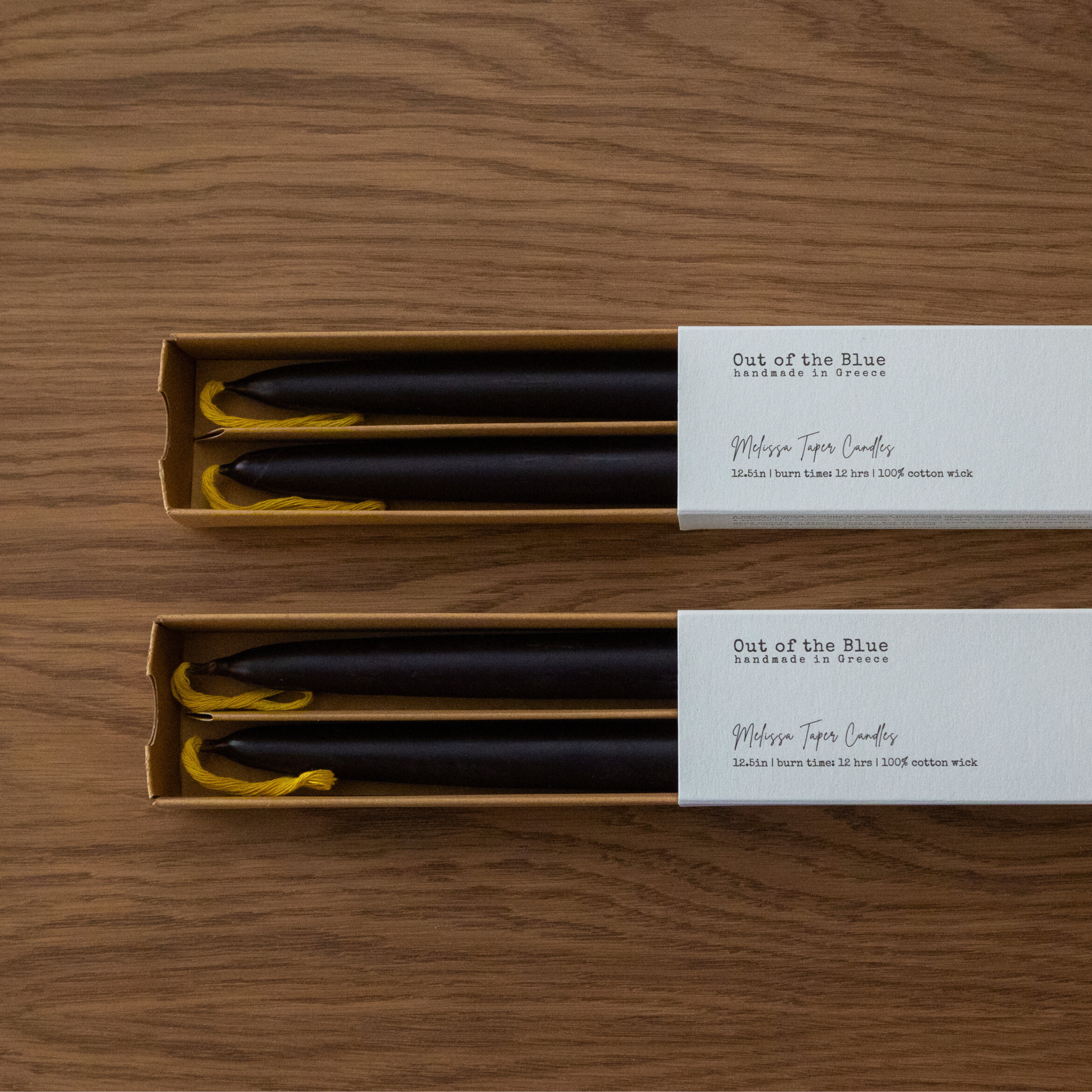 Out of the Blue Melissa Taper Beeswax Candles - Set of 2 Black Set of 4 (Save 10%) | Heirloom Boulevard