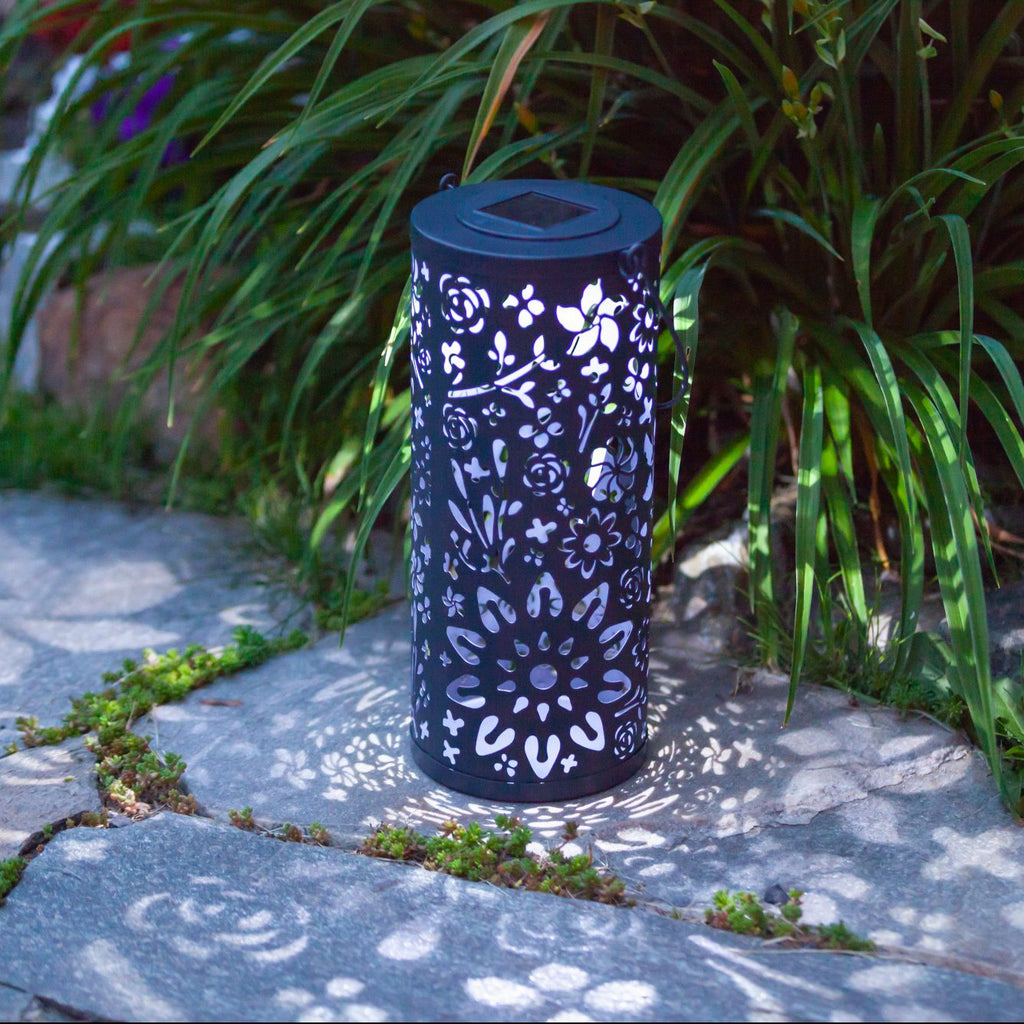 Allsop Bloom Punched Metal Solar Lantern - Midnight Blue | Heirloom Boulevard