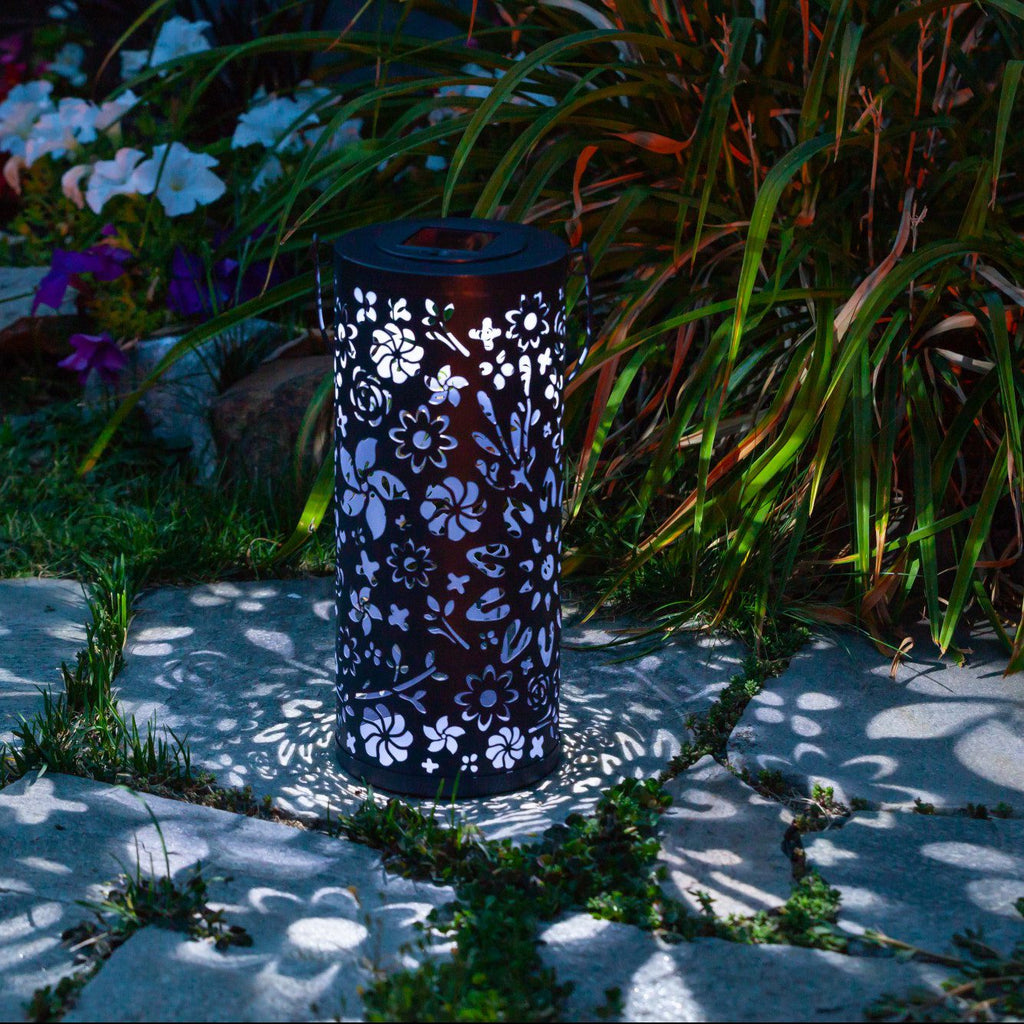 Allsop Bloom Punched Metal Solar Lantern - Midnight Blue | Heirloom Boulevard