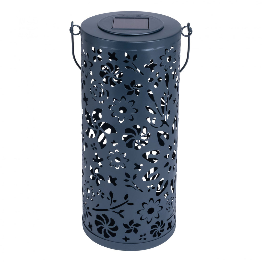 Allsop Bloom Punched Metal Solar Lantern - Midnight Blue | Heirloom Boulevard