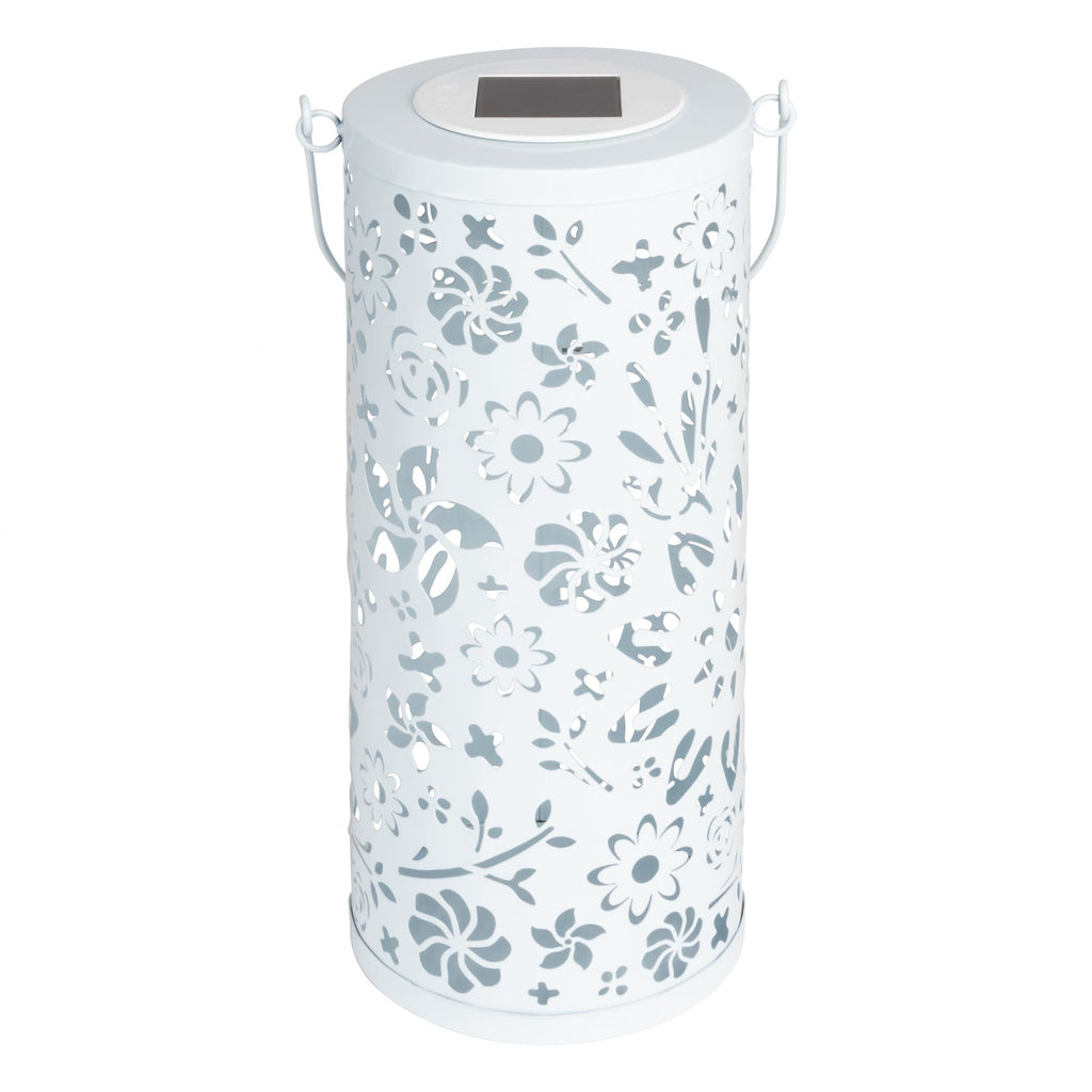 Allsop Bloom Punched Metal Solar Lantern - White | Heirloom Boulevard