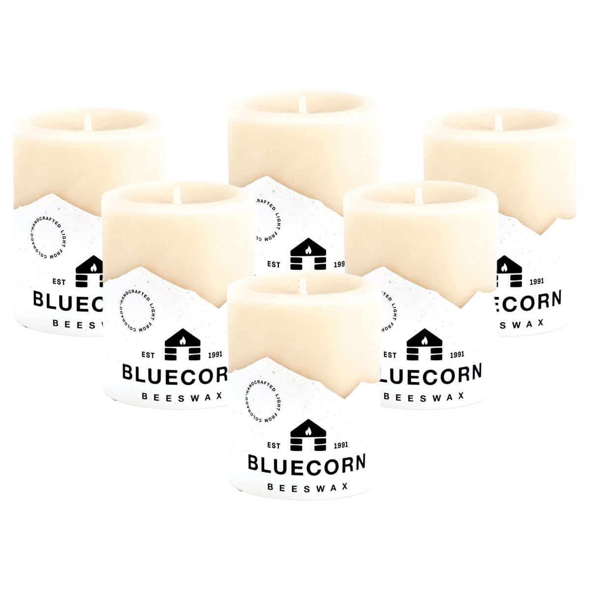 Ivory Pure Beeswax Pillar Candles 3" x 4" Bulk 6-Pack (Save 10%) | Heirloom Boulevard