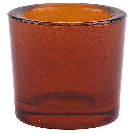 Heavy Glass Votive Candle Holders - 50% Recycled Glass Dark Amber | Heirloom Boulevard