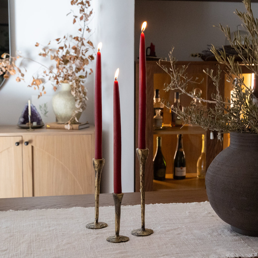 Out of the Blue Antique Brass Large Candlesticks - Set of 3 | Heirloom Boulevard