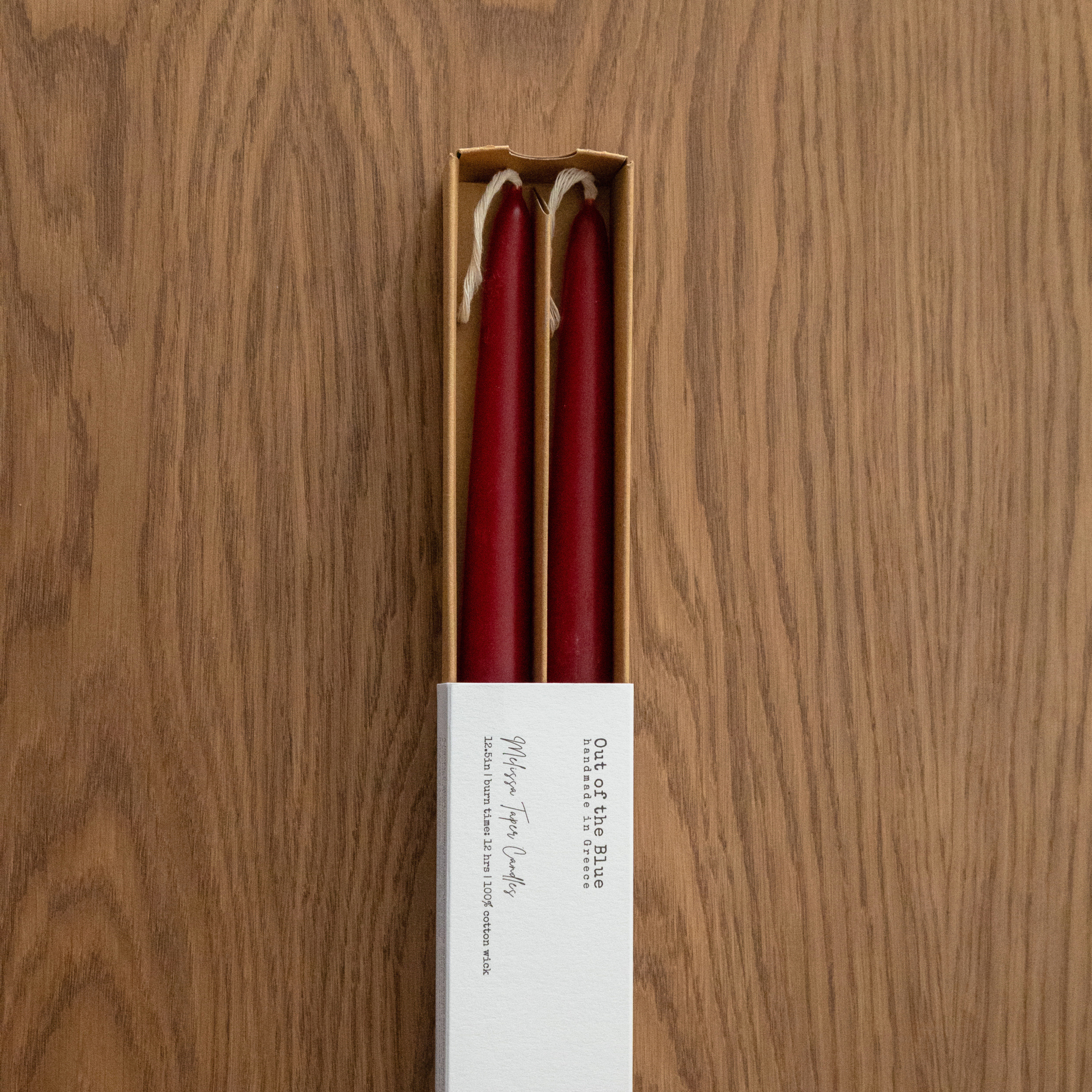 Out of the Blue Melissa Taper Beeswax Candles - Set of 2 Burgundy Set of 2 | Heirloom Boulevard