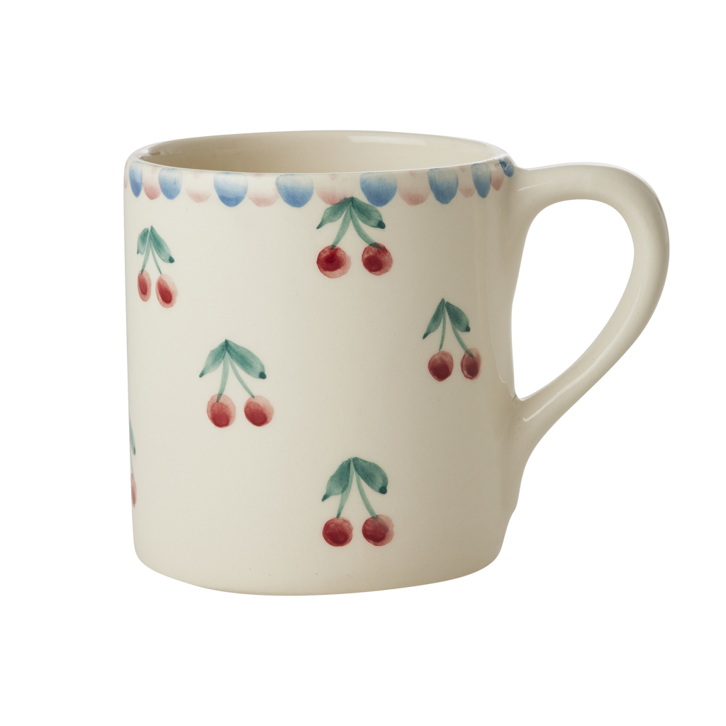 Ceramic Mug with Hand Painted Cherries - 14.2 oz | Heirloom Boulevard