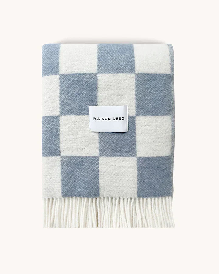 Blanket CHECKERBOARD Denim Blue / White 4.25 x 6.5 ft