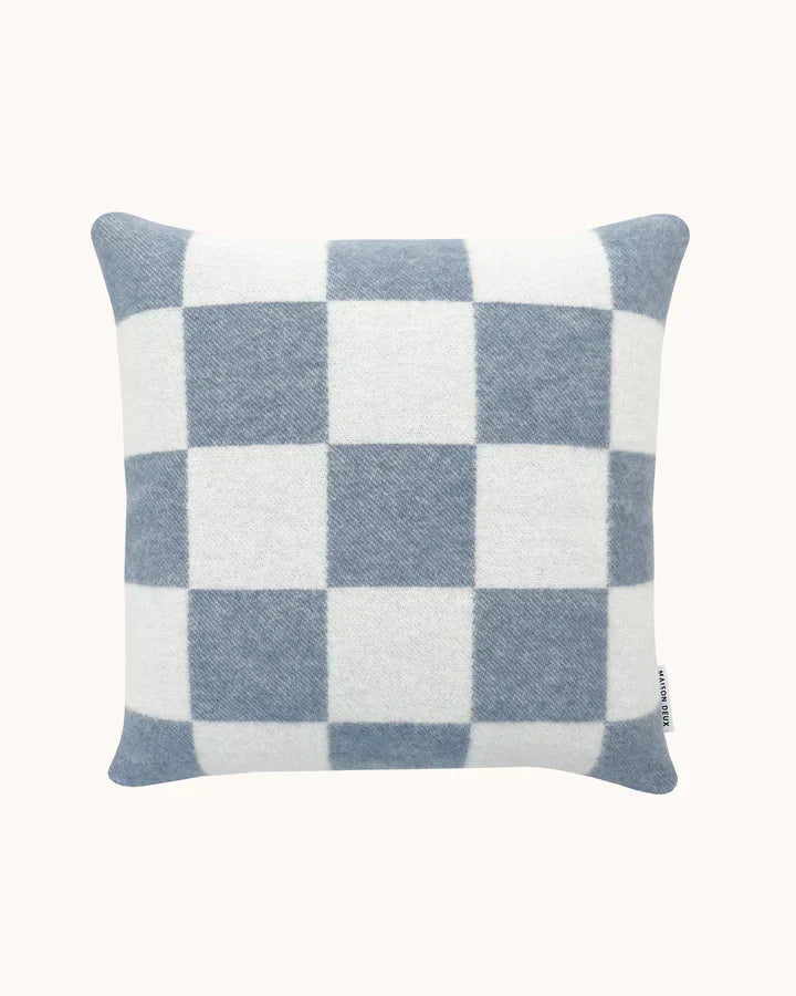 Maison Deux Cushion CHECKERBOARD Denim Blue / White 1.65 x 1.65 ft VICILink | Heirloom Boulevard