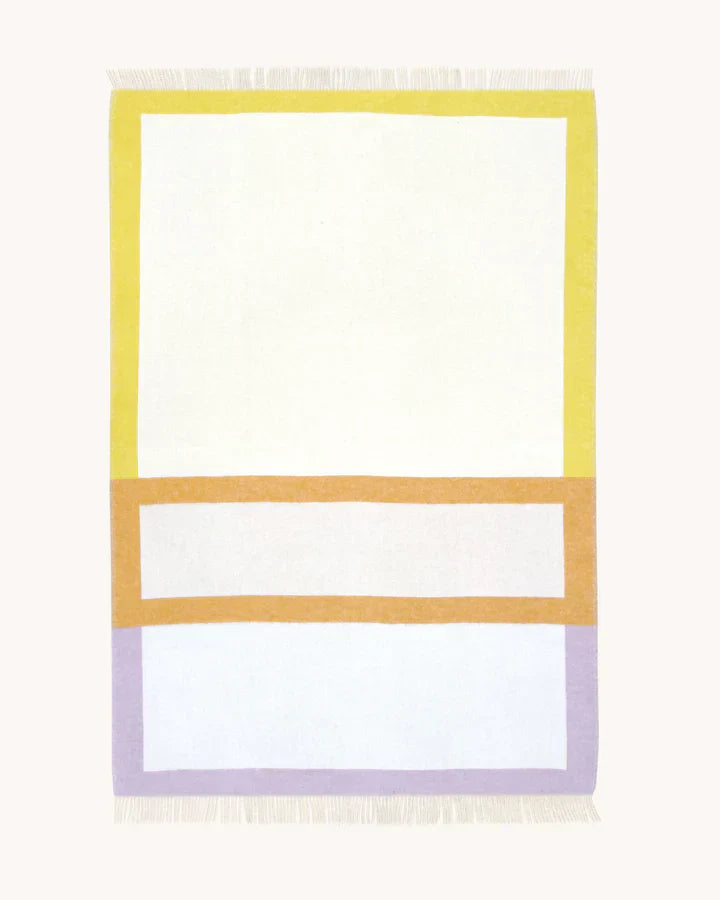 Blanket COLOR BLOCK No. 1 Lilac / Yellow and Orange 4.25 x 6.5 ft