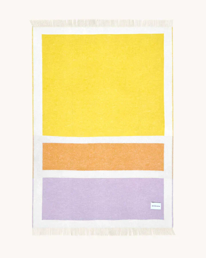Blanket COLOR BLOCK No. 1 Lilac / Yellow and Orange 4.25 x 6.5 ft