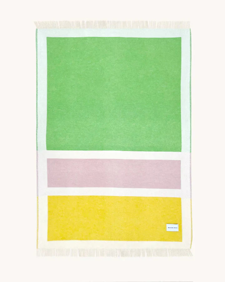 Blanket COLOR BLOCK No. 2 Yellow / Green and Lilac 4.25 x 6.5 ft