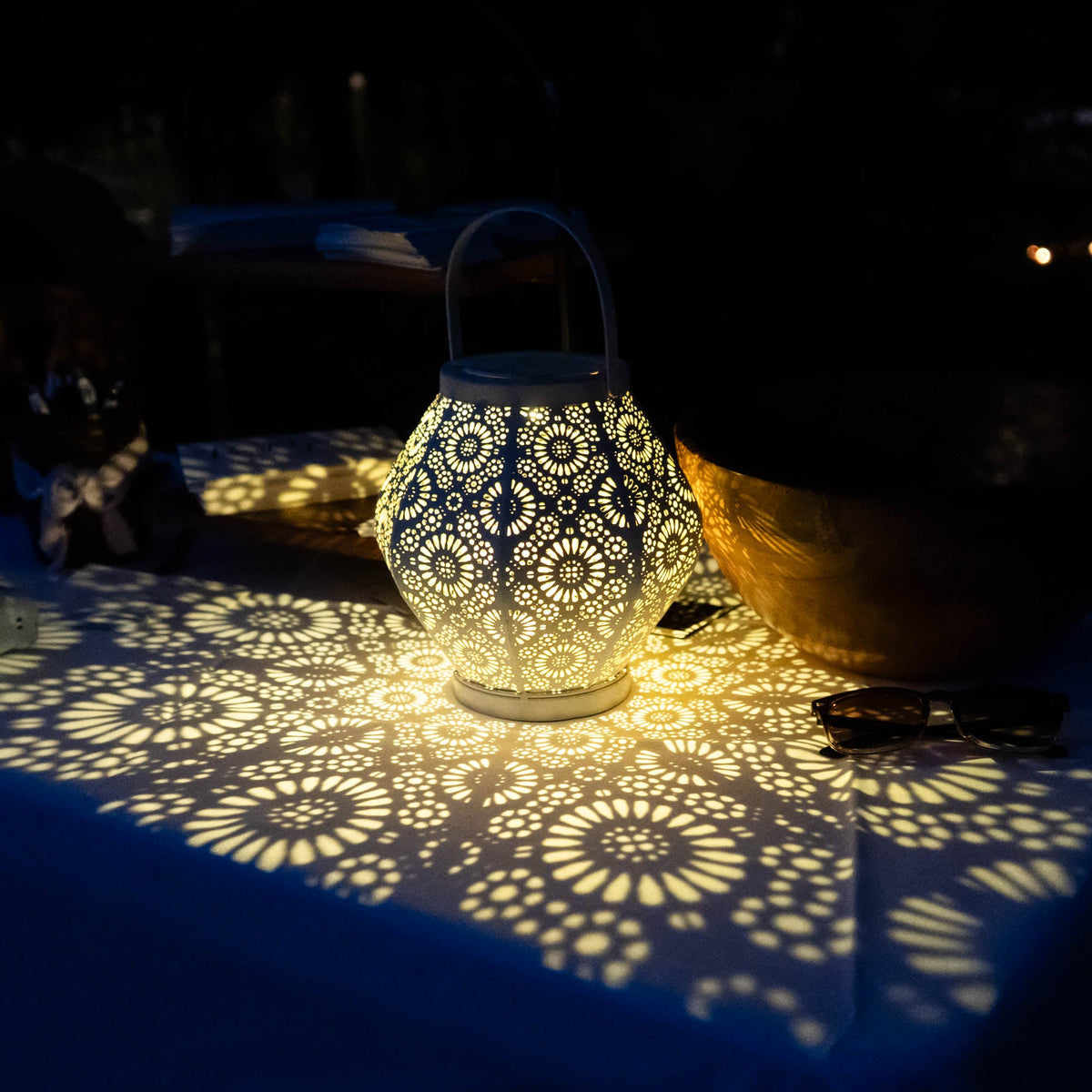 Allsop Daisy Punched Metal Solar Lantern