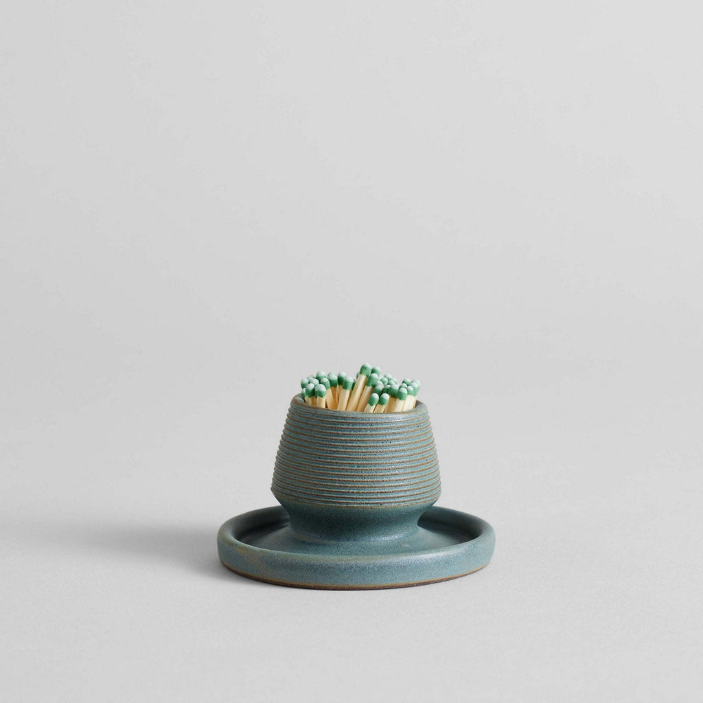 Bloomist Stoneware Match Strike with Tray Pond Green | Heirloom Boulevard