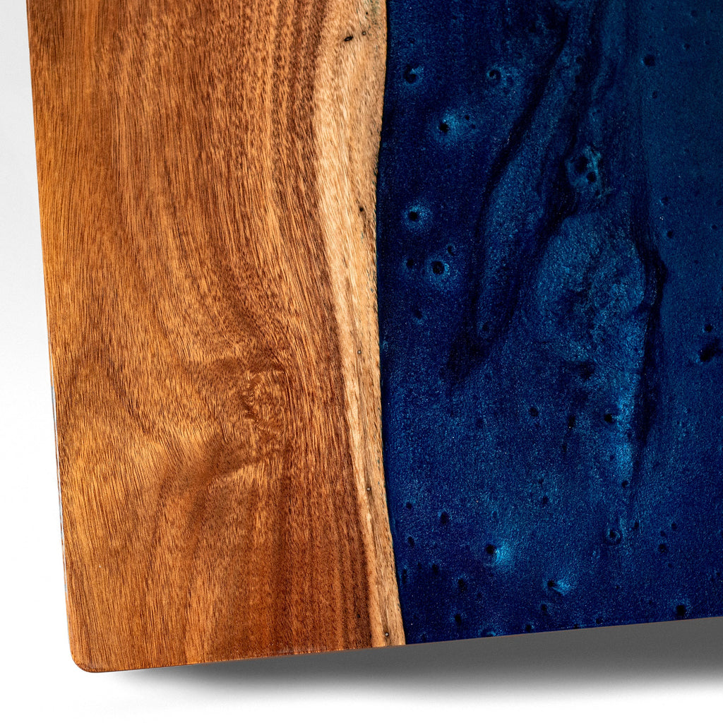 Elakai River Epoxy Resin with Live Edge Acacia Pathfinder ART Cornhole Boards | Heirloom Boulevard