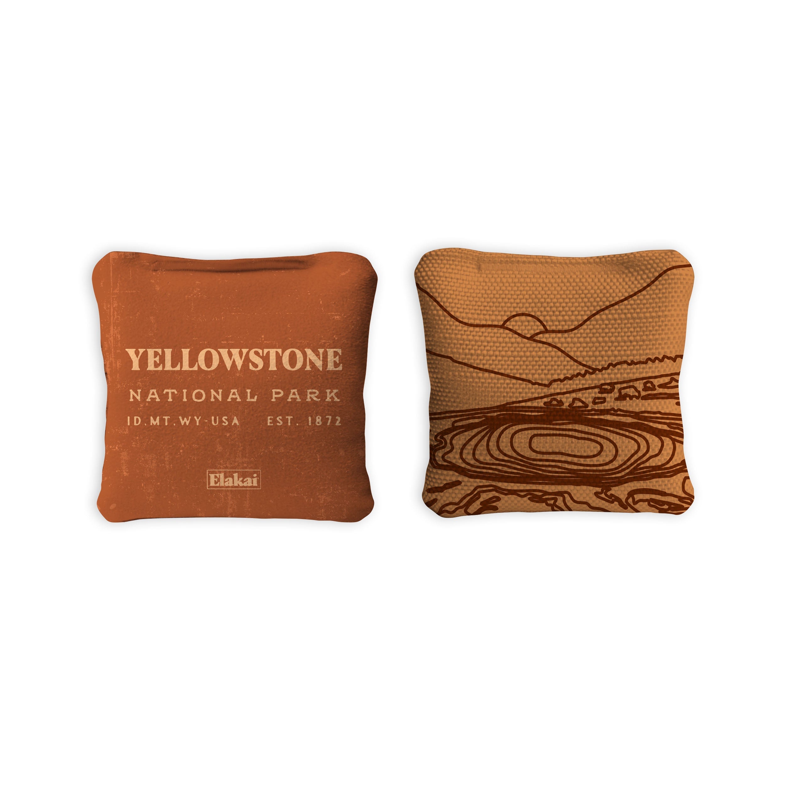 Elakai 1ft x 2ft Yellowstone National Park Mahogany Pathfinder Cornhole Board Set | Heirloom Boulevard