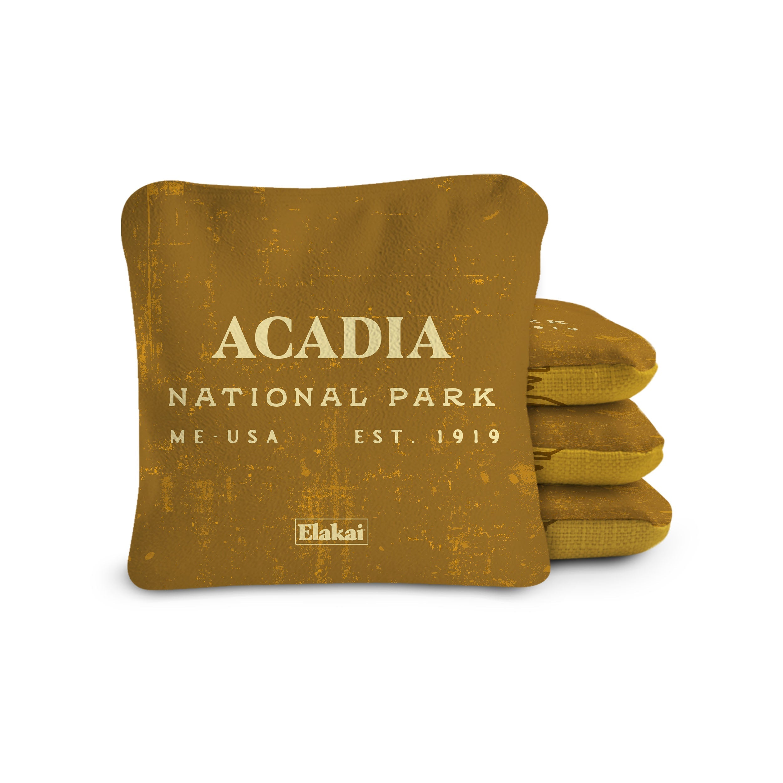 Elakai Acadia National Park Durasuede + Turbo Polyglide Pilot Versacraft Cornhole Bags Gold | Heirloom Boulevard