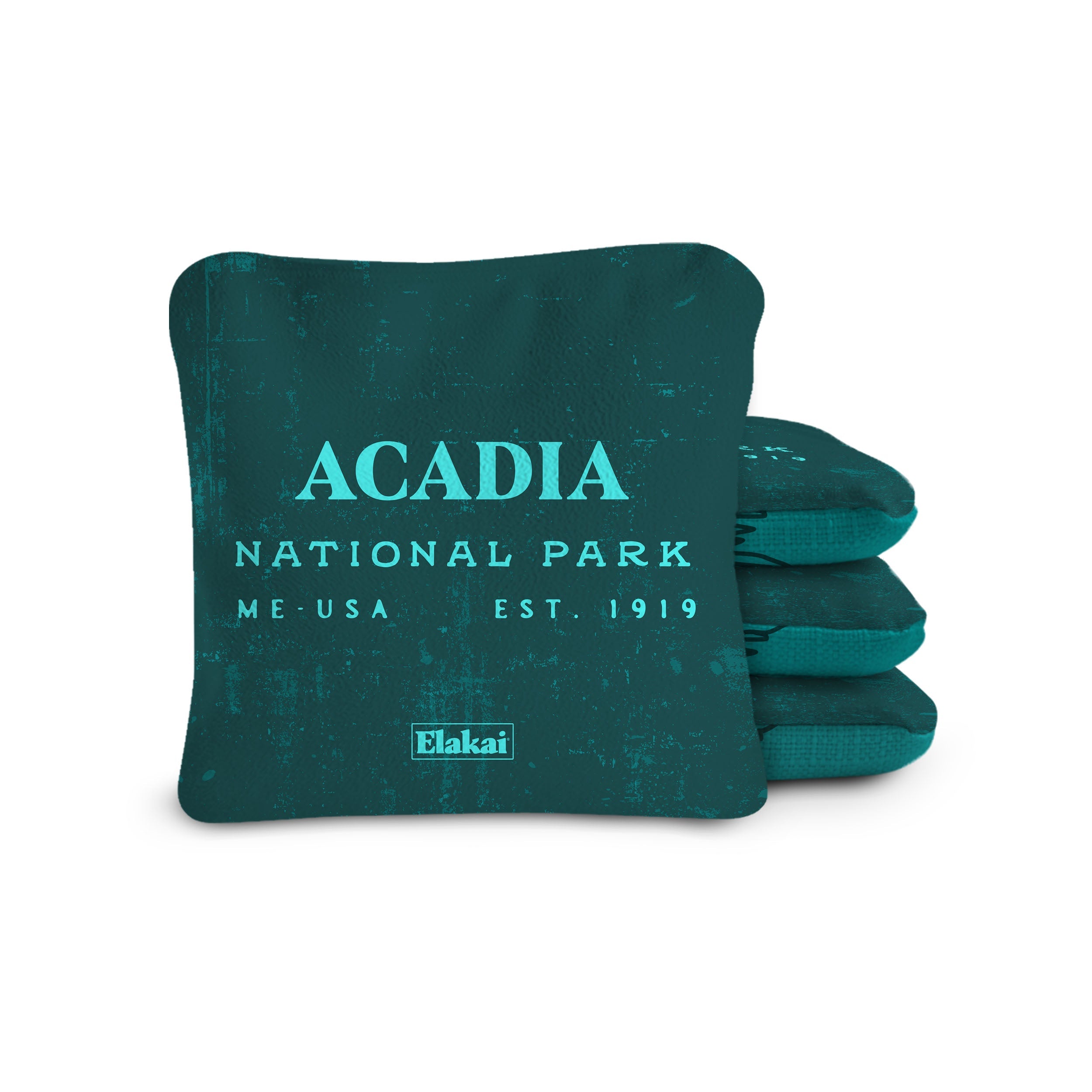 Elakai Acadia National Park Durasuede + Turbo Polyglide Pilot Versacraft Cornhole Bags Teal | Heirloom Boulevard