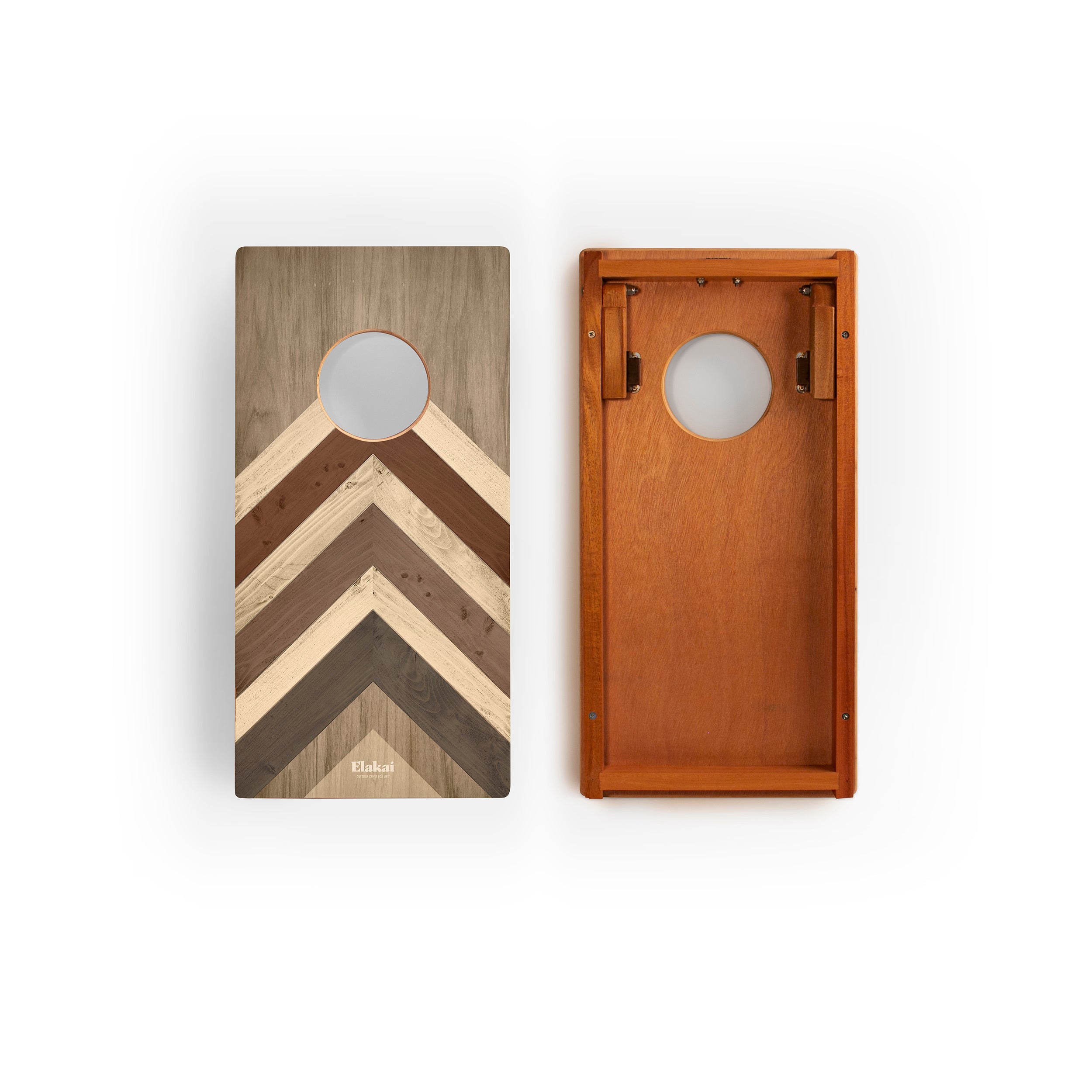 Elakai 1ft x 2ft Terra Chevron Mahogany Pathfinder Cornhole Board Set | Heirloom Boulevard