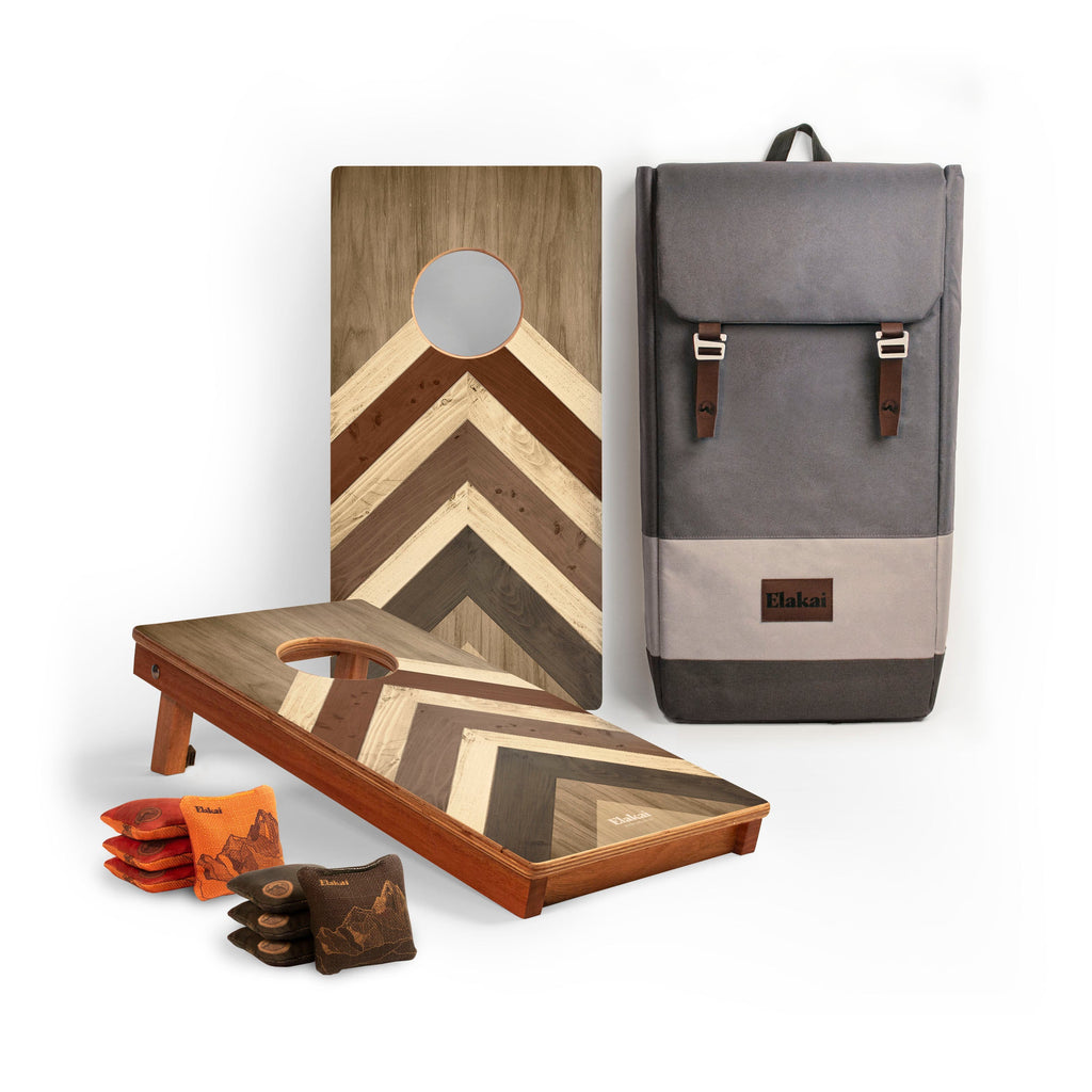 Elakai 1ft x 2ft Terra Chevron Mahogany Pathfinder Cornhole Board Set | Heirloom Boulevard