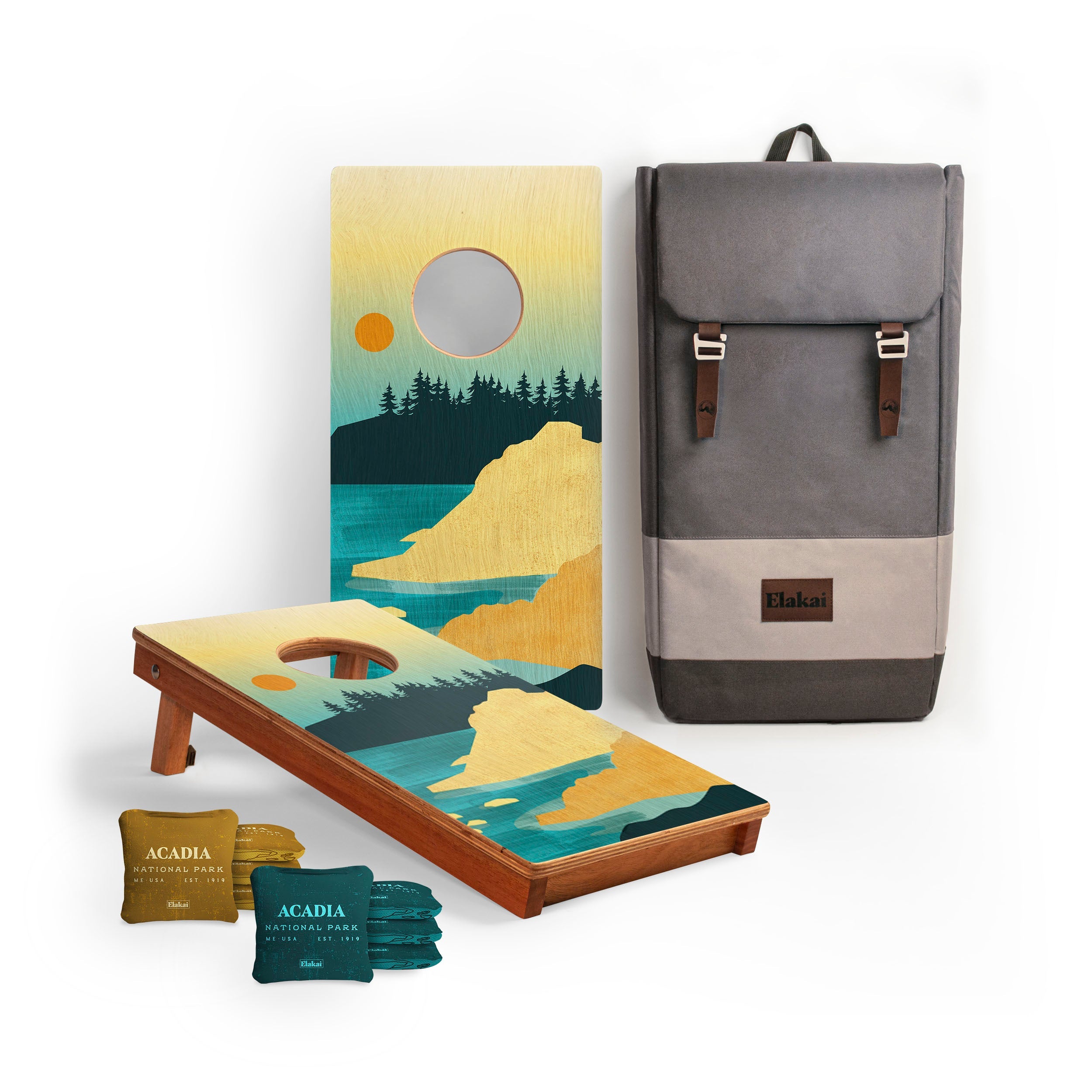 Elakai 1ft x 2ft Acadia National Park Mahogany Pathfinder Cornhole Board Set | Heirloom Boulevard