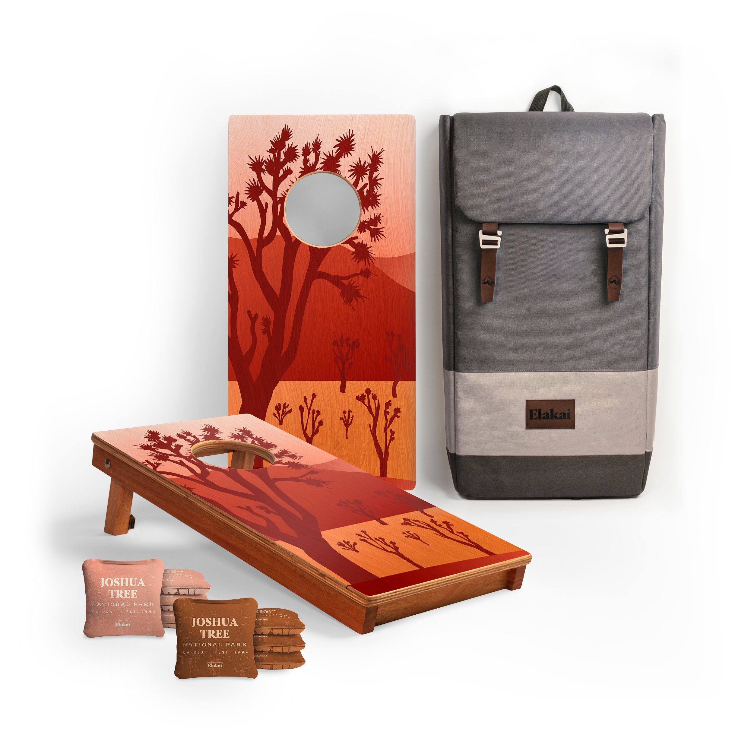 Elakai 1ft x 2ft Joshua Tree National Park Mahogany Pathfinder Cornhole Board Set | Heirloom Boulevard
