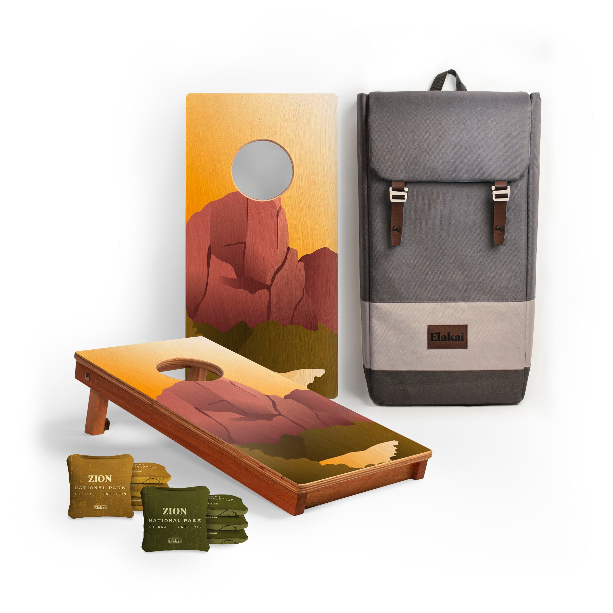 Elakai 1ft x 2ft Zion National Park Mahogany Pathfinder Cornhole Board Set | Heirloom Boulevard