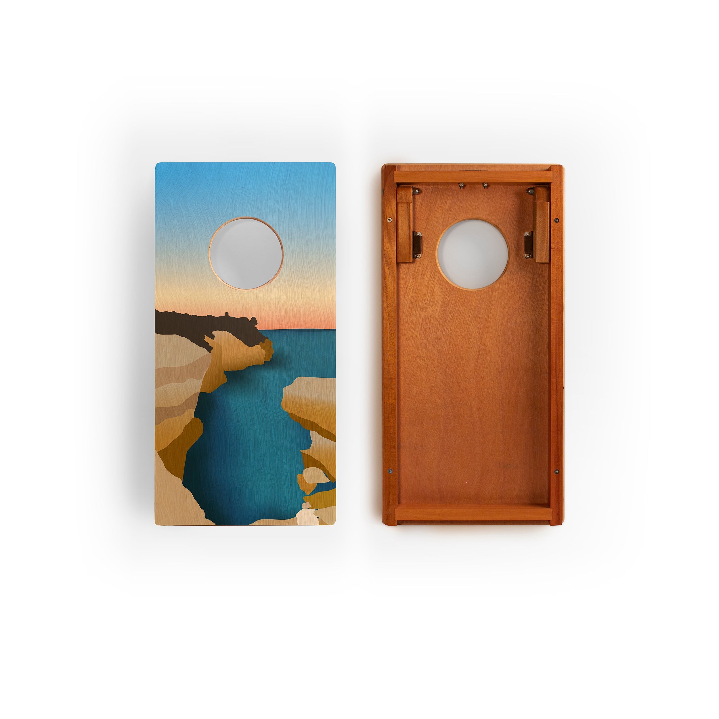 Elakai 1ft x 2ft Pictured Rocks National Park Mahogany Pathfinder Cornhole Board Set | Heirloom Boulevard