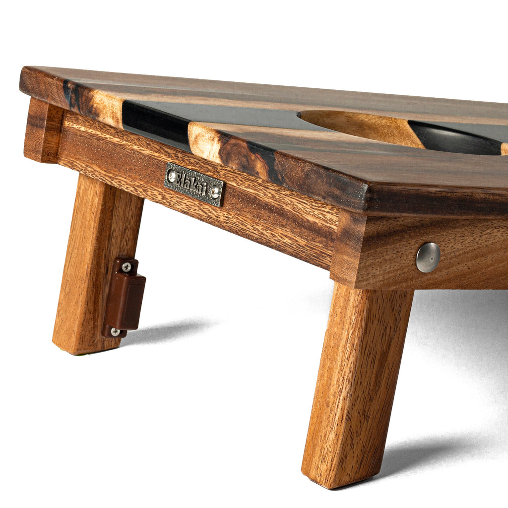 Elakai 1ft x 2ft River Epoxy Resin with Live Edge Acacia Pathfinder ART Cornhole Board Sets | Heirloom Boulevard