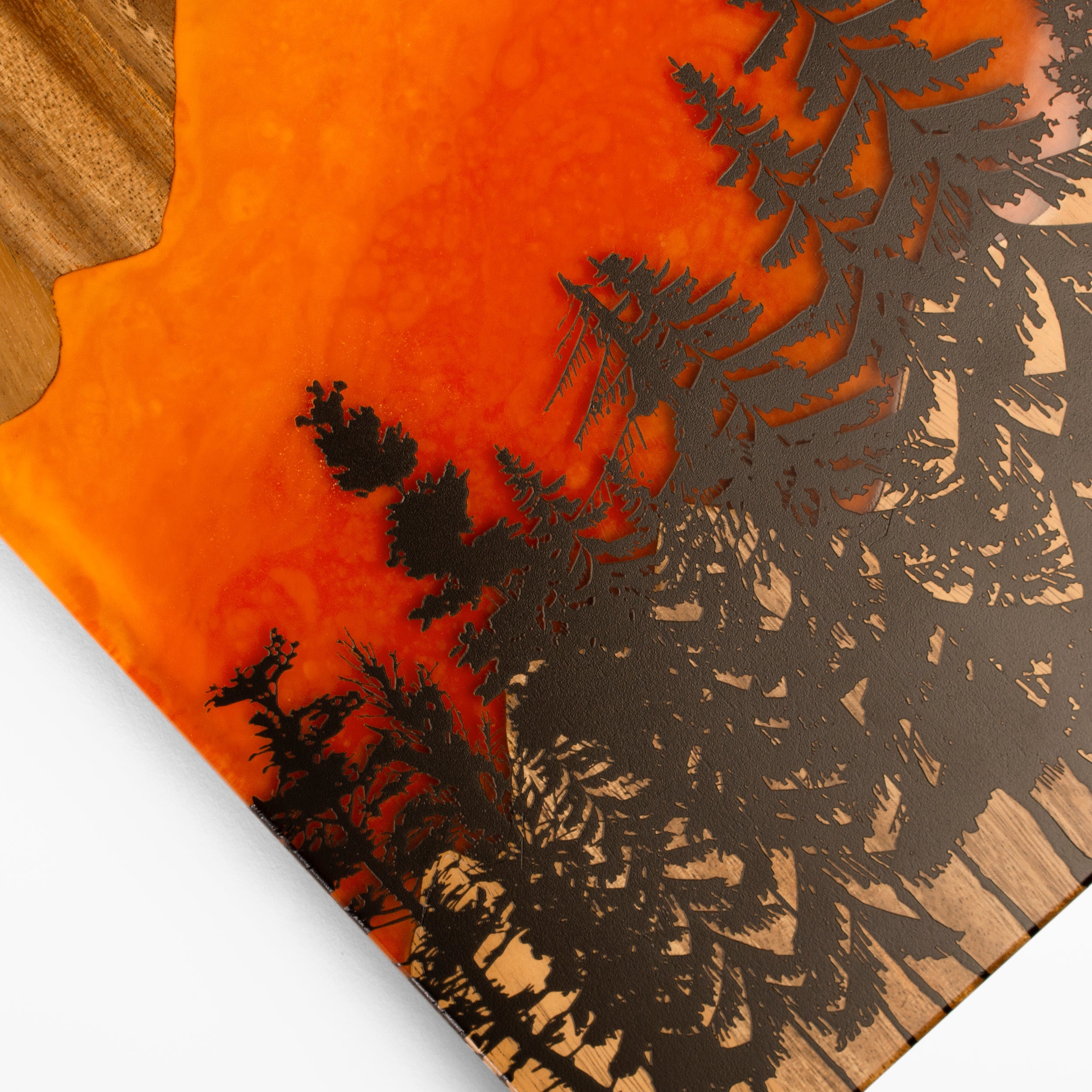 Elakai 1ft x 2ft Orange Mountain Epoxy Resin Wood Compact Travel Cornhole Board Set | Heirloom Boulevard