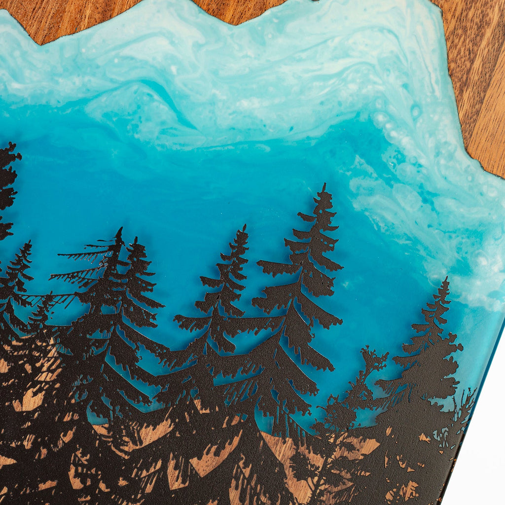 Elakai 1ft x 2ft Blue Mountain Epoxy Resin Wood Compact Travel Cornhole Board Set | Heirloom Boulevard