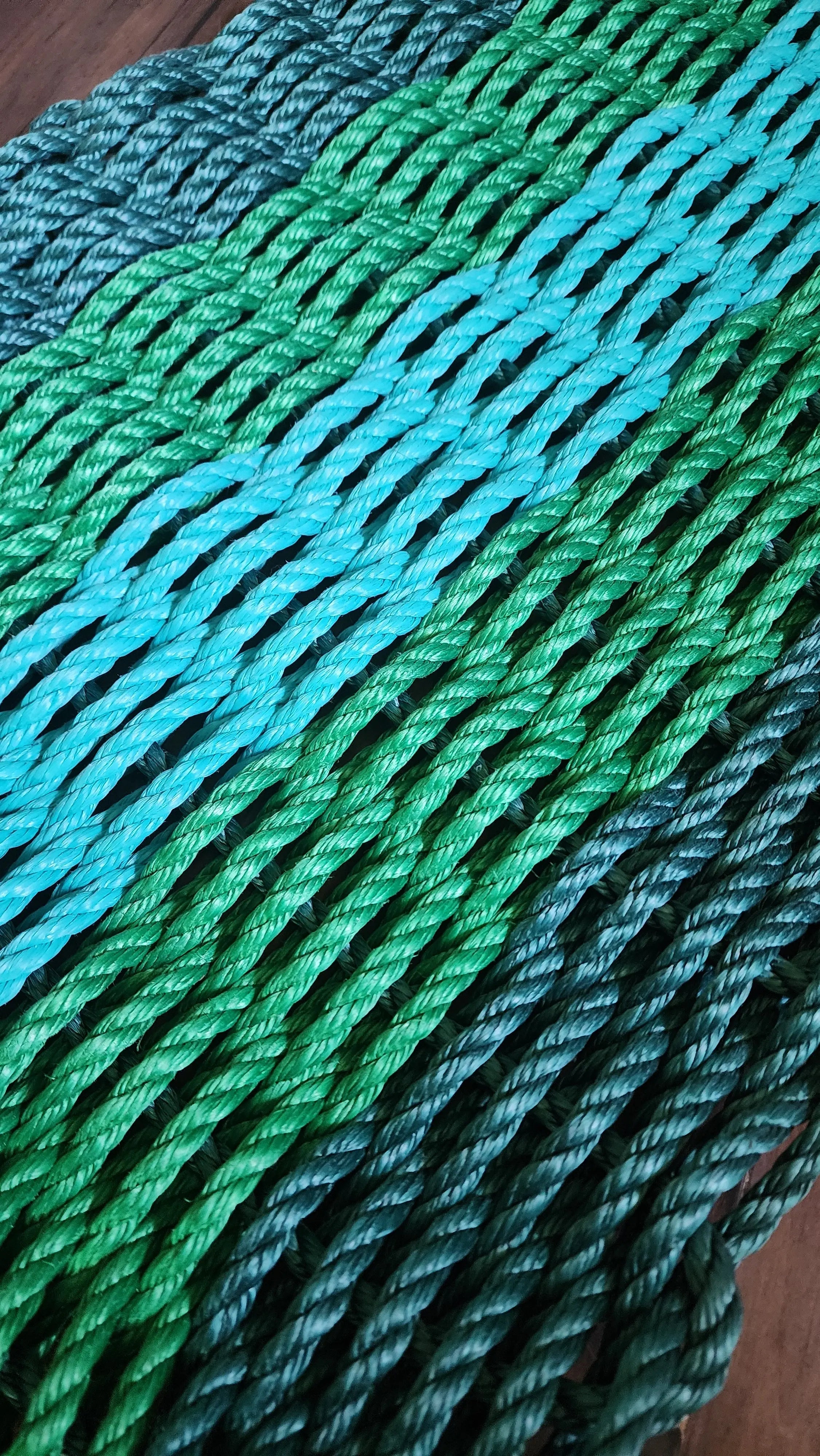 Five Stripe Rope Mat Hunter Green, Green, Teal | Heirloom Boulevard