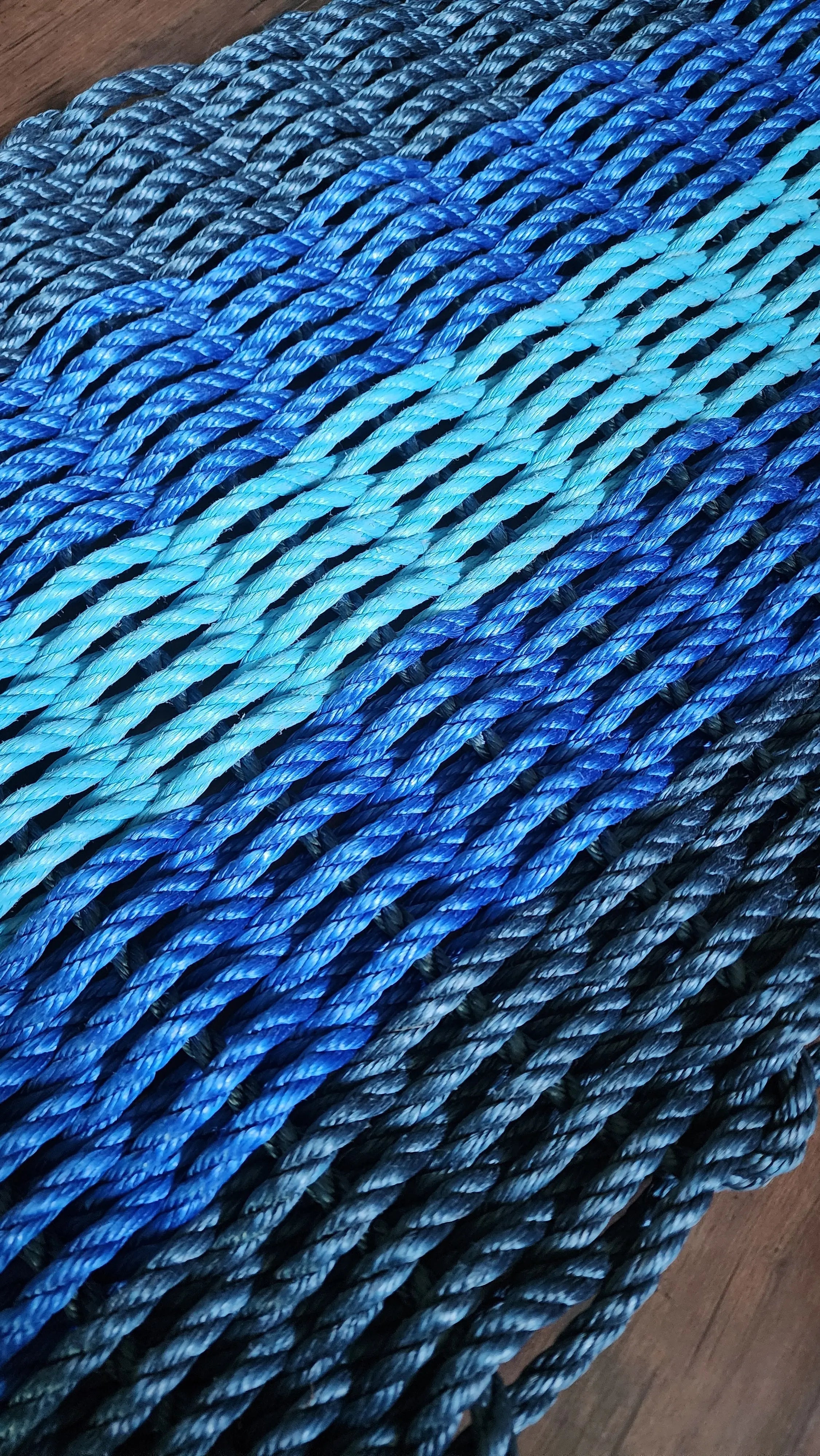 Five Stripe Rope Mat Navy Blue, Blue, Light Blue | Heirloom Boulevard